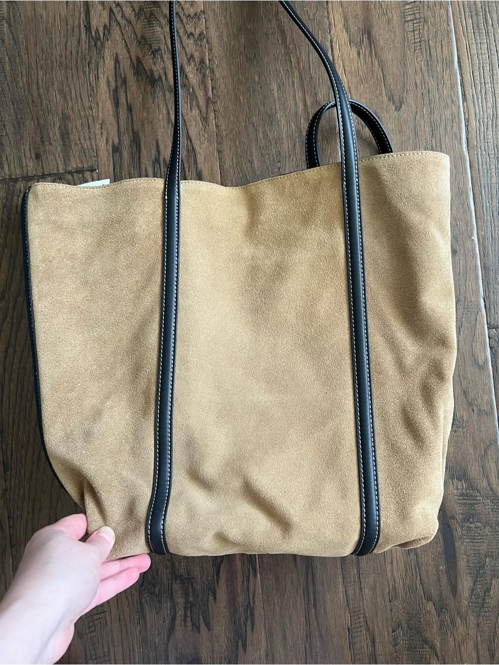 Zara Suede Tote Bag with Leather Handles - Picture 6 of 16